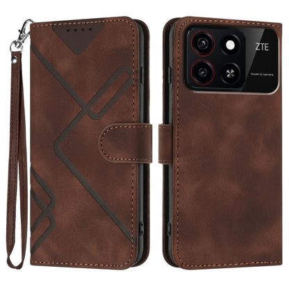 Line Pattern Skin Feel Leather Phone Case, For ZTE Blade A35e 4G, For ZTE Blade A35e Global, For ZTE Blade A35e Brazil, For ZTE nubia Music 2, For ZTE nubia S 5G A403ZT, For ZTE Blade V70 Design, For ZTE Blade A35 Lite, For ZTE Blade V70               ...