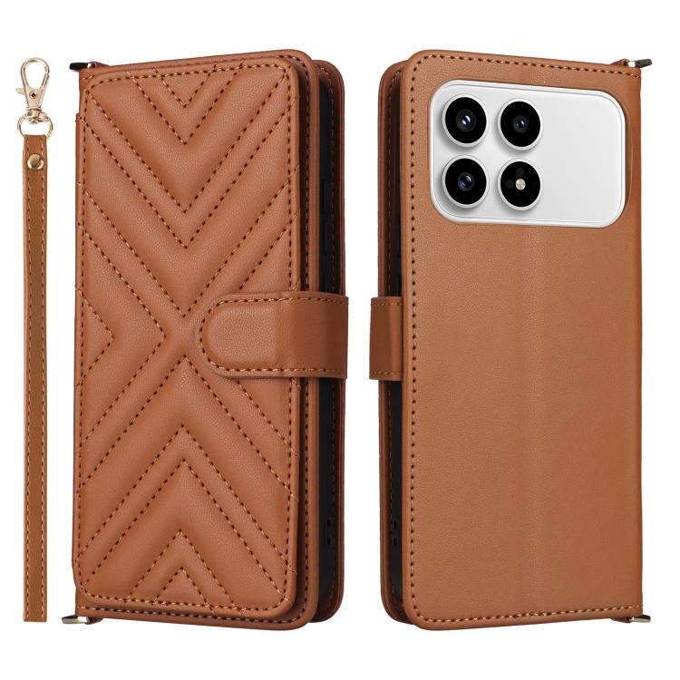 Multifunctional 6-Card Slots Leather Phone Case with Wrist Strap, For Redmi 17 5G / 4G Global 170mm / Poco M8x, For Redmi Note 17 5G / 4G Global / 5G India 169.7mm, For Redmi Note 17 Pro+ 5G Global 163.4mm, For Redmi A7 Pro 171mm / Poco C85x 5G        ...