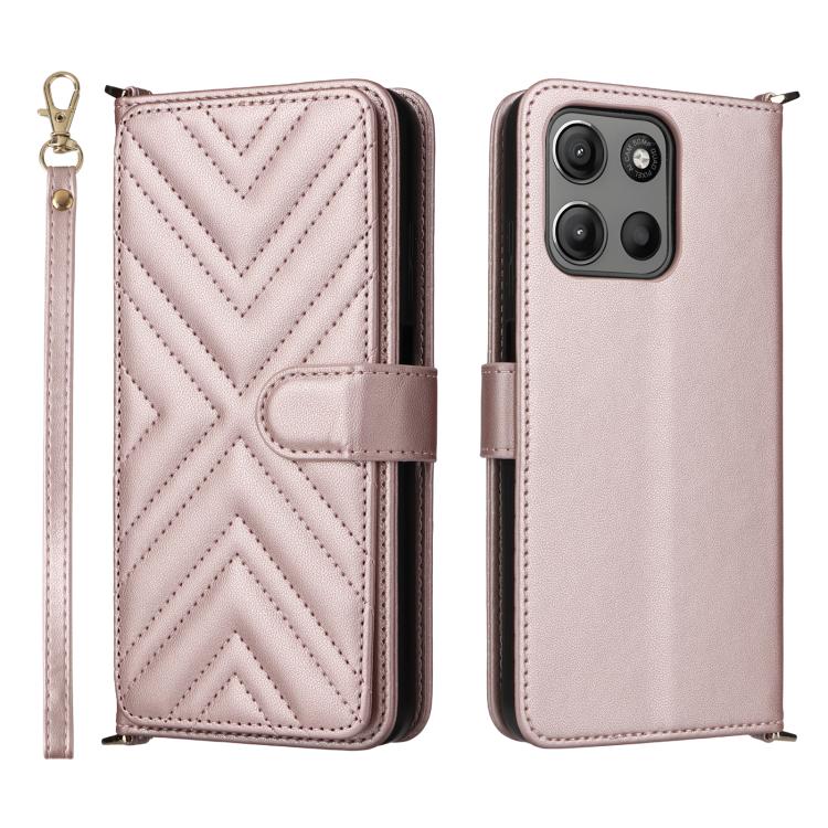 Multifunctional 6-Card Slots Leather Phone Case with Wrist Strap, For Motorola Moto G Max / G87 / G77 / G67 5G, For Motorola Moto X70 Air Pro 5G / Signature, For Motorola Moto G17 / G17 Power 4G, For Motorola Moto G67 Power / G57 Power                 ...