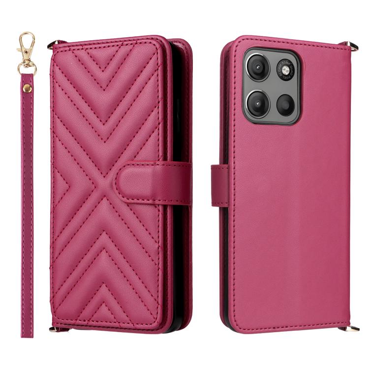 Multifunctional 6-Card Slots Leather Phone Case with Wrist Strap, For Motorola Moto G Max / G87 / G77 / G67 5G, For Motorola Moto X70 Air Pro 5G / Signature, For Motorola Moto G17 / G17 Power 4G, For Motorola Moto G67 Power / G57 Power                 ...