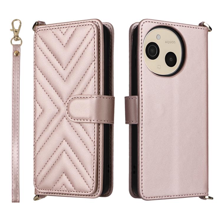 Multifunctional 6-Card Slots Leather Phone Case with Wrist Strap, For Sharp Aquos Sense10, For Sharp Aquos R10 / R9, For Sharp Aquos wish5, For Sharp Basio Active3, For Sharp Aquos Sense9, For Sharp Aquos wish4