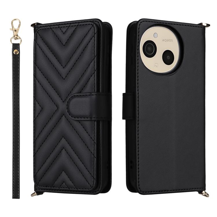 Multifunctional 6-Card Slots Leather Phone Case with Wrist Strap, For Sharp Aquos Sense10, For Sharp Aquos R10 / R9, For Sharp Aquos wish5, For Sharp Basio Active3, For Sharp Aquos Sense9, For Sharp Aquos wish4