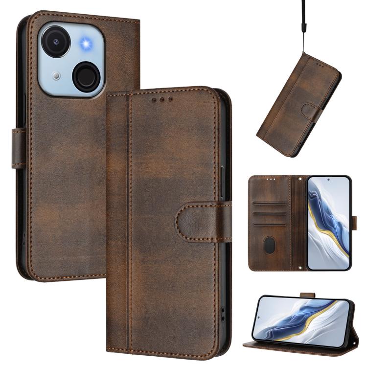 Line Splicing Buckle Retro Leather Phone Case, For itel A200 4G / A200+ 4G, For itel A95 5G, For itel A90 4G, For itel City 100, For itel A58 Lite / A49 Play, For itel P55T 4G / Tecno Spark Go 2024, For itel Power 70, For itel S25 Ultra 4G             ...