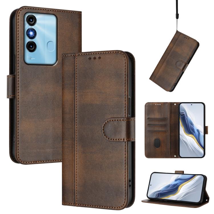 Line Splicing Buckle Retro Leather Phone Case, For itel S23, For itel S18 / Vision 5, For itel P40, For itel P38, For itel S17 / Vision 3, For itel A48