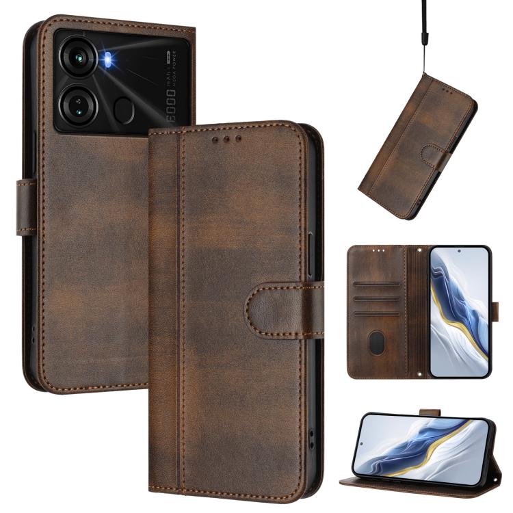 Line Splicing Buckle Retro Leather Phone Case, For itel S23, For itel S18 / Vision 5, For itel P40, For itel P38, For itel S17 / Vision 3, For itel A48