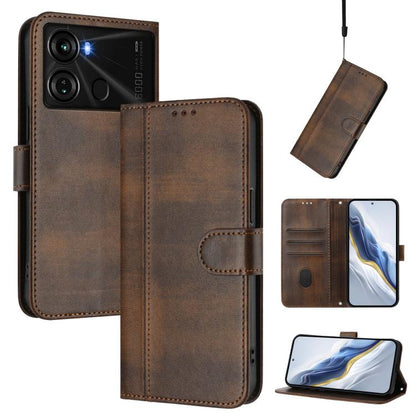 Line Splicing Buckle Retro Leather Phone Case, For itel S23, For itel S18 / Vision 5, For itel P40, For itel P38, For itel S17 / Vision 3, For itel A48