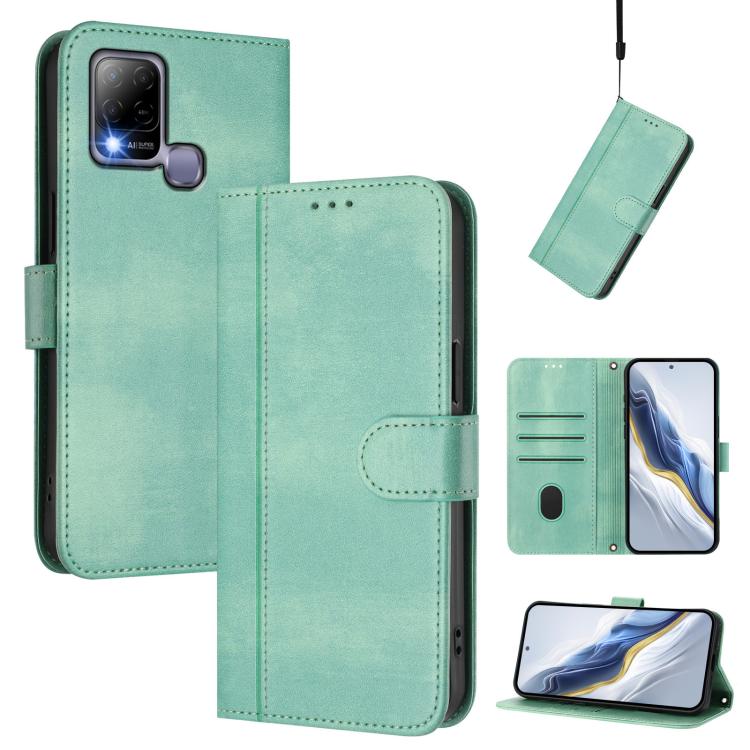 Line Splicing Buckle Retro Leather Phone Case, For Infinix Hot 20 Play, For Infinix Hot 20 4G, For Infinix Zero 20, For Infinix Note 12 4G / Note 12 Pro 4G, For Infinix Note 12 Pro 5G, For Infinix Hot 12 Play, For Infinix Smart 6 / 6 HD                ...
