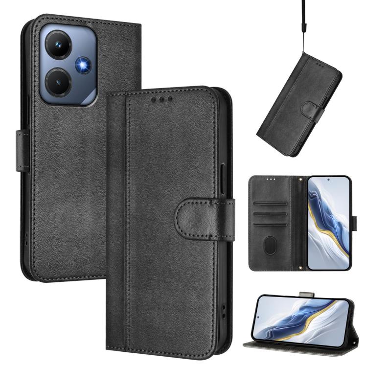 Line Splicing Buckle Retro Leather Phone Case, For Infinix Hot 30 Play 4G / Hot 30 Play NFC, For Infinix Smart 7 Plus / 7 HD / 7 India, For Infinix Note 30 4G / 5G, For Infinix Note 30 Pro 4G, For Infinix Note 30 VIP, For Infinix Hot 30i               ...