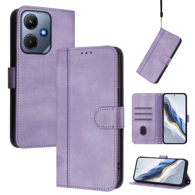 Line Splicing Buckle Retro Leather Phone Case, For Infinix Hot 30 Play 4G / Hot 30 Play NFC, For Infinix Smart 7 Plus / 7 HD / 7 India, For Infinix Note 30 4G / 5G, For Infinix Note 30 Pro 4G, For Infinix Note 30 VIP, For Infinix Hot 30i               ...