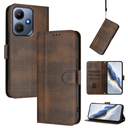 Line Splicing Buckle Retro Leather Phone Case, For Infinix Hot 30 Play 4G / Hot 30 Play NFC, For Infinix Smart 7 Plus / 7 HD / 7 India, For Infinix Note 30 4G / 5G, For Infinix Note 30 Pro 4G, For Infinix Note 30 VIP, For Infinix Hot 30i               ...