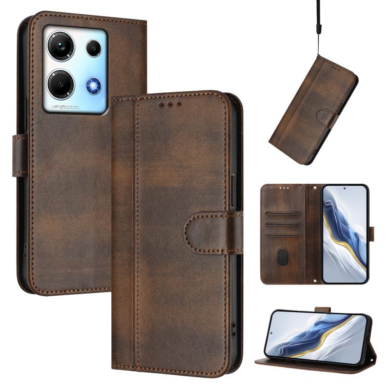 Line Splicing Buckle Retro Leather Phone Case, For Infinix Hot 30 Play 4G / Hot 30 Play NFC, For Infinix Smart 7 Plus / 7 HD / 7 India, For Infinix Note 30 4G / 5G, For Infinix Note 30 Pro 4G, For Infinix Note 30 VIP, For Infinix Hot 30i               ...