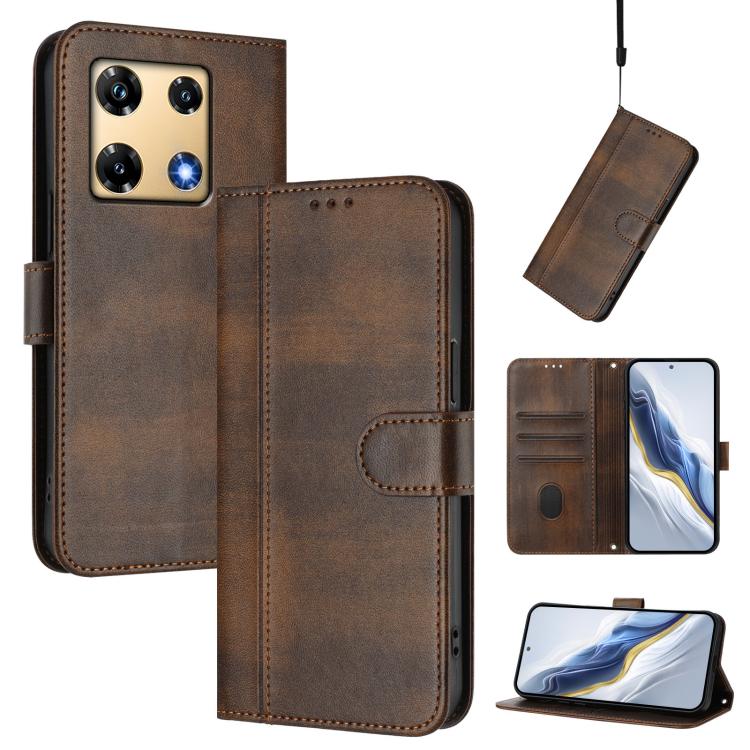Line Splicing Buckle Retro Leather Phone Case, For Infinix Hot 30 Play 4G / Hot 30 Play NFC, For Infinix Smart 7 Plus / 7 HD / 7 India, For Infinix Note 30 4G / 5G, For Infinix Note 30 Pro 4G, For Infinix Note 30 VIP, For Infinix Hot 30i               ...