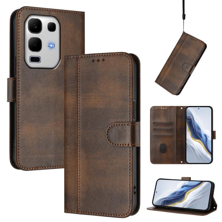 Line Splicing Buckle Retro Leather Phone Case, For Infinix GT 50 Pro 5G, For Infinix Note Edge 5G Global, For Infinix Smart 20 4G / X6840, For Infinix Note 60 5G / Note 60 Pro 5G, For Infinix Smart 10 Plus, For Infinix GT 30 Pro, For Infinix Note 50s  ...
