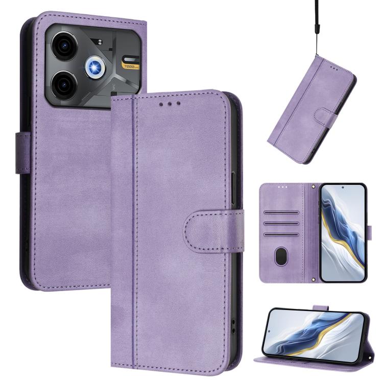 Line Splicing Buckle Retro Leather Phone Case, For Tecno Pova 6 Neo 5G / Spark 30 5G, For Tecno Spark 30 4G, For Tecno Spark Go 5G 2025 / Infinix Hot 60i, For Tecno Spark 30C 4G, For Tecno Spark 20 Pro 5G, For Tecno Pop 6C                              ...