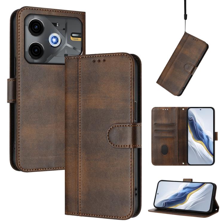 Line Splicing Buckle Retro Leather Phone Case, For Tecno Pova 6 Neo 5G / Spark 30 5G, For Tecno Spark 30 4G, For Tecno Spark Go 5G 2025 / Infinix Hot 60i, For Tecno Spark 30C 4G, For Tecno Spark 20 Pro 5G, For Tecno Pop 6C                              ...