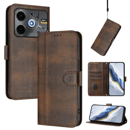 Line Splicing Buckle Retro Leather Phone Case, For Tecno Pova 6 Neo 5G / Spark 30 5G, For Tecno Spark 30 4G, For Tecno Spark Go 5G 2025 / Infinix Hot 60i, For Tecno Spark 30C 4G, For Tecno Spark 20 Pro 5G, For Tecno Pop 6C                              ...
