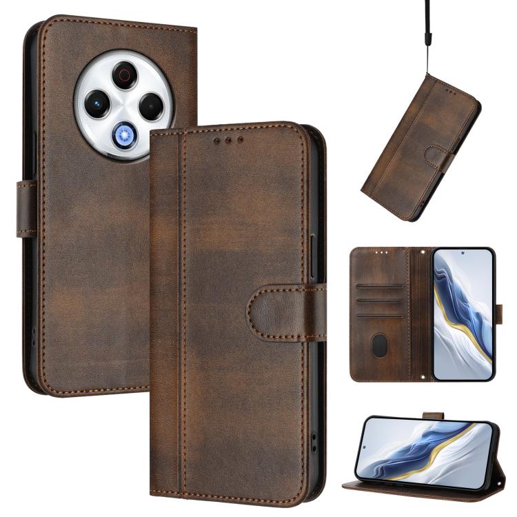 Line Splicing Buckle Retro Leather Phone Case, For Tecno Pova 6 Neo 5G / Spark 30 5G, For Tecno Spark 30 4G, For Tecno Spark Go 5G 2025 / Infinix Hot 60i, For Tecno Spark 30C 4G, For Tecno Spark 20 Pro 5G, For Tecno Pop 6C                              ...