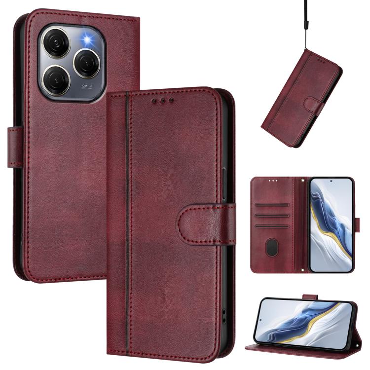 Line Splicing Buckle Retro Leather Phone Case, For Tecno Pova 6 Neo 5G / Spark 30 5G, For Tecno Spark 30 4G, For Tecno Spark Go 5G 2025 / Infinix Hot 60i, For Tecno Spark 30C 4G, For Tecno Spark 20 Pro 5G, For Tecno Pop 6C                              ...