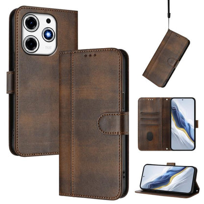 Line Splicing Buckle Retro Leather Phone Case, For Tecno Pova 6 Neo 5G / Spark 30 5G, For Tecno Spark 30 4G, For Tecno Spark Go 5G 2025 / Infinix Hot 60i, For Tecno Spark 30C 4G, For Tecno Spark 20 Pro 5G, For Tecno Pop 6C                              ...