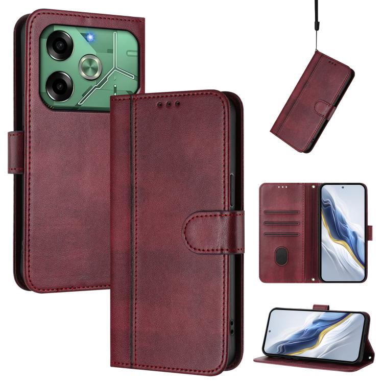 Line Splicing Buckle Retro Leather Phone Case, For Tecno Pova 6 Neo 5G / Spark 30 5G, For Tecno Spark 30 4G, For Tecno Spark Go 5G 2025 / Infinix Hot 60i, For Tecno Spark 30C 4G, For Tecno Spark 20 Pro 5G, For Tecno Pop 6C                              ...