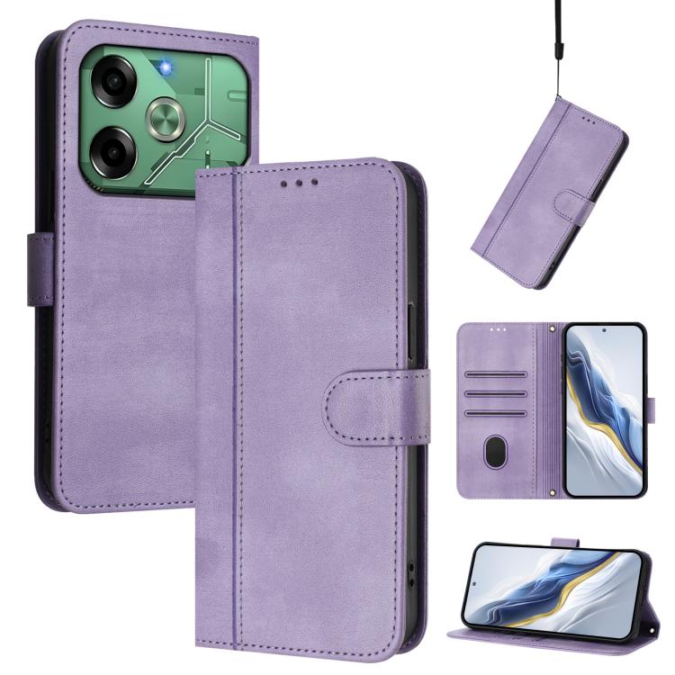Line Splicing Buckle Retro Leather Phone Case, For Tecno Pova 6 Neo 5G / Spark 30 5G, For Tecno Spark 30 4G, For Tecno Spark Go 5G 2025 / Infinix Hot 60i, For Tecno Spark 30C 4G, For Tecno Spark 20 Pro 5G, For Tecno Pop 6C                              ...