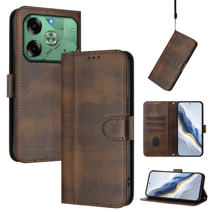 Line Splicing Buckle Retro Leather Phone Case, For Tecno Pova 6 Neo 5G / Spark 30 5G, For Tecno Spark 30 4G, For Tecno Spark Go 5G 2025 / Infinix Hot 60i, For Tecno Spark 30C 4G, For Tecno Spark 20 Pro 5G, For Tecno Pop 6C                              ...