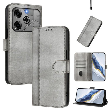 Line Splicing Buckle Retro Leather Phone Case, For Tecno Pova 6 Neo 5G / Spark 30 5G, For Tecno Spark 30 4G, For Tecno Spark Go 5G 2025 / Infinix Hot 60i, For Tecno Spark 30C 4G, For Tecno Spark 20 Pro 5G, For Tecno Pop 6C                              ...