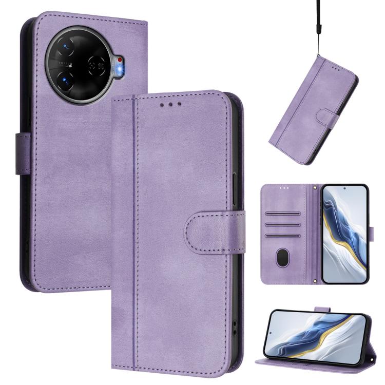 Line Splicing Buckle Retro Leather Phone Case, For Tecno Pova 6 Neo 5G / Spark 30 5G, For Tecno Spark 30 4G, For Tecno Spark Go 5G 2025 / Infinix Hot 60i, For Tecno Spark 30C 4G, For Tecno Spark 20 Pro 5G, For Tecno Pop 6C                              ...