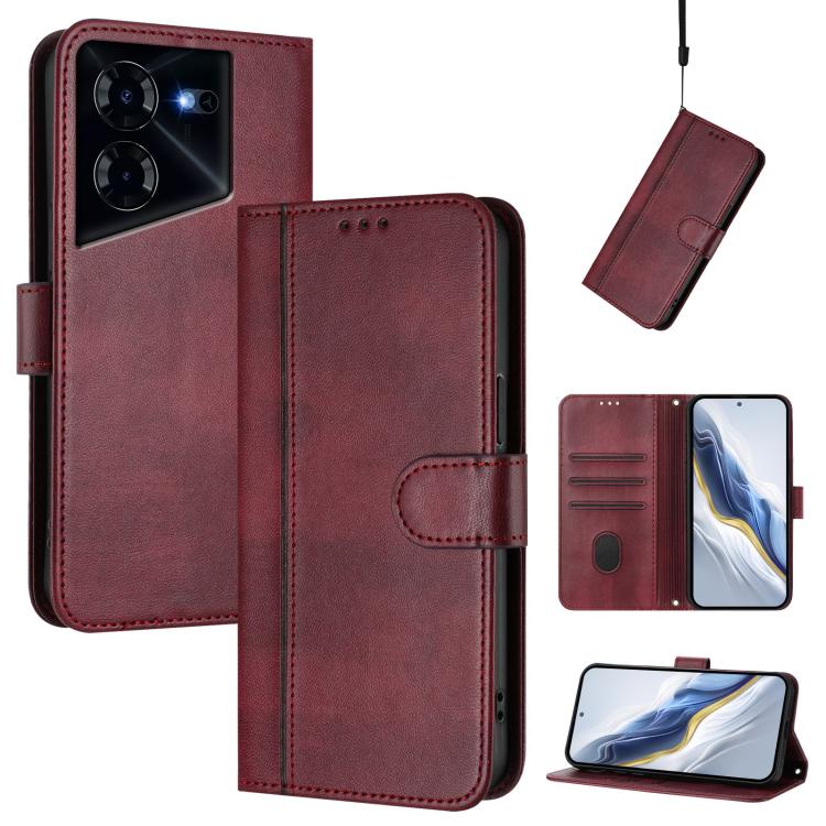 Line Splicing Buckle Retro Leather Phone Case, For Tecno Camon 30 5G, For Tecno Camon 30 4G, For Tecno Spark 20 Pro+ 4G, For Tecno Pova 5 Pro 5G, For Tecno Pova Neo 3, For Tecno Pova 5, For Tecno Camon 20 Premier 5G, For Tecno Camon 20 Pro 5G          ...