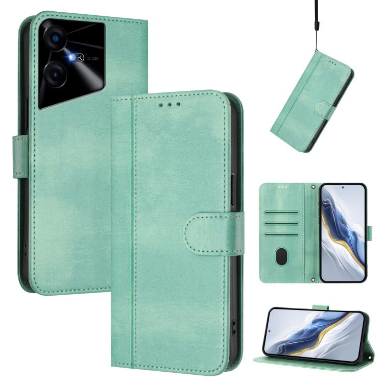 Line Splicing Buckle Retro Leather Phone Case, For Tecno Camon 30 5G, For Tecno Camon 30 4G, For Tecno Spark 20 Pro+ 4G, For Tecno Pova 5 Pro 5G, For Tecno Pova Neo 3, For Tecno Pova 5, For Tecno Camon 20 Premier 5G, For Tecno Camon 20 Pro 5G          ...