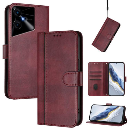 Line Splicing Buckle Retro Leather Phone Case, For Tecno Camon 30 5G, For Tecno Camon 30 4G, For Tecno Spark 20 Pro+ 4G, For Tecno Pova 5 Pro 5G, For Tecno Pova Neo 3, For Tecno Pova 5, For Tecno Camon 20 Premier 5G, For Tecno Camon 20 Pro 5G          ...