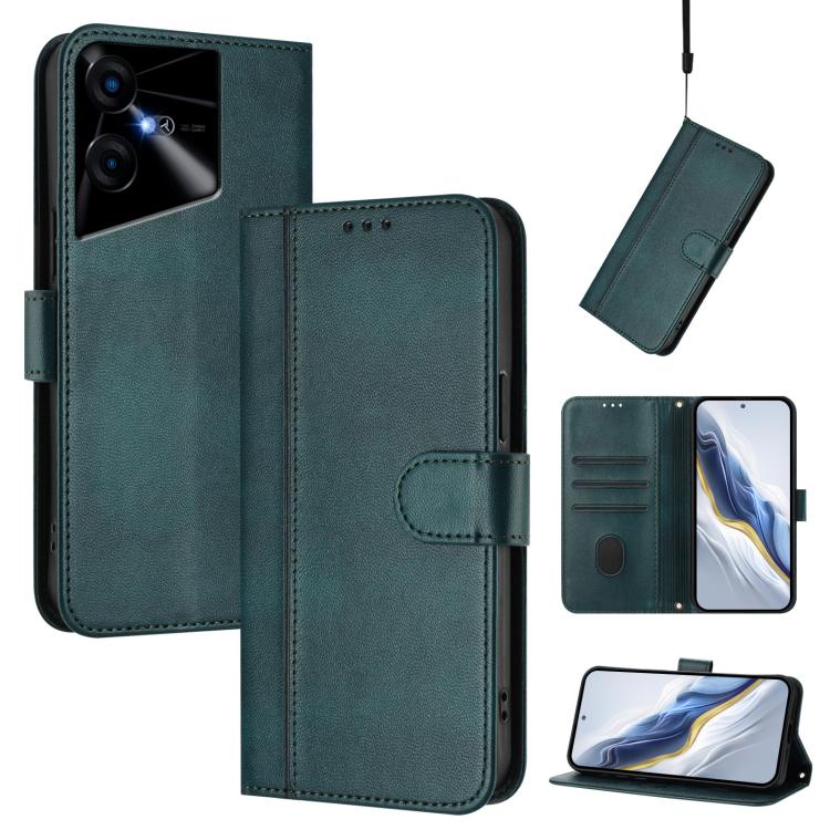 Line Splicing Buckle Retro Leather Phone Case, For Tecno Camon 30 5G, For Tecno Camon 30 4G, For Tecno Spark 20 Pro+ 4G, For Tecno Pova 5 Pro 5G, For Tecno Pova Neo 3, For Tecno Pova 5, For Tecno Camon 20 Premier 5G, For Tecno Camon 20 Pro 5G          ...