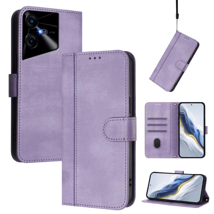 Line Splicing Buckle Retro Leather Phone Case, For Tecno Camon 30 5G, For Tecno Camon 30 4G, For Tecno Spark 20 Pro+ 4G, For Tecno Pova 5 Pro 5G, For Tecno Pova Neo 3, For Tecno Pova 5, For Tecno Camon 20 Premier 5G, For Tecno Camon 20 Pro 5G          ...