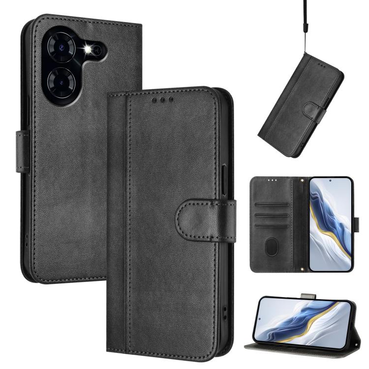 Line Splicing Buckle Retro Leather Phone Case, For Tecno Camon 30 5G, For Tecno Camon 30 4G, For Tecno Spark 20 Pro+ 4G, For Tecno Pova 5 Pro 5G, For Tecno Pova Neo 3, For Tecno Pova 5, For Tecno Camon 20 Premier 5G, For Tecno Camon 20 Pro 5G          ...