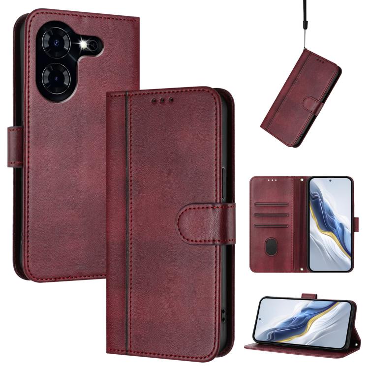 Line Splicing Buckle Retro Leather Phone Case, For Tecno Camon 30 5G, For Tecno Camon 30 4G, For Tecno Spark 20 Pro+ 4G, For Tecno Pova 5 Pro 5G, For Tecno Pova Neo 3, For Tecno Pova 5, For Tecno Camon 20 Premier 5G, For Tecno Camon 20 Pro 5G          ...