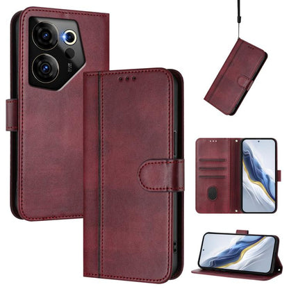 Line Splicing Buckle Retro Leather Phone Case, For Tecno Camon 30 5G, For Tecno Camon 30 4G, For Tecno Spark 20 Pro+ 4G, For Tecno Pova 5 Pro 5G, For Tecno Pova Neo 3, For Tecno Pova 5, For Tecno Camon 20 Premier 5G, For Tecno Camon 20 Pro 5G          ...