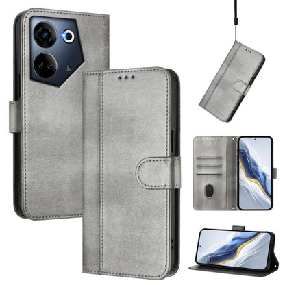Line Splicing Buckle Retro Leather Phone Case, For Tecno Camon 30 5G, For Tecno Camon 30 4G, For Tecno Spark 20 Pro+ 4G, For Tecno Pova 5 Pro 5G, For Tecno Pova Neo 3, For Tecno Pova 5, For Tecno Camon 20 Premier 5G, For Tecno Camon 20 Pro 5G          ...