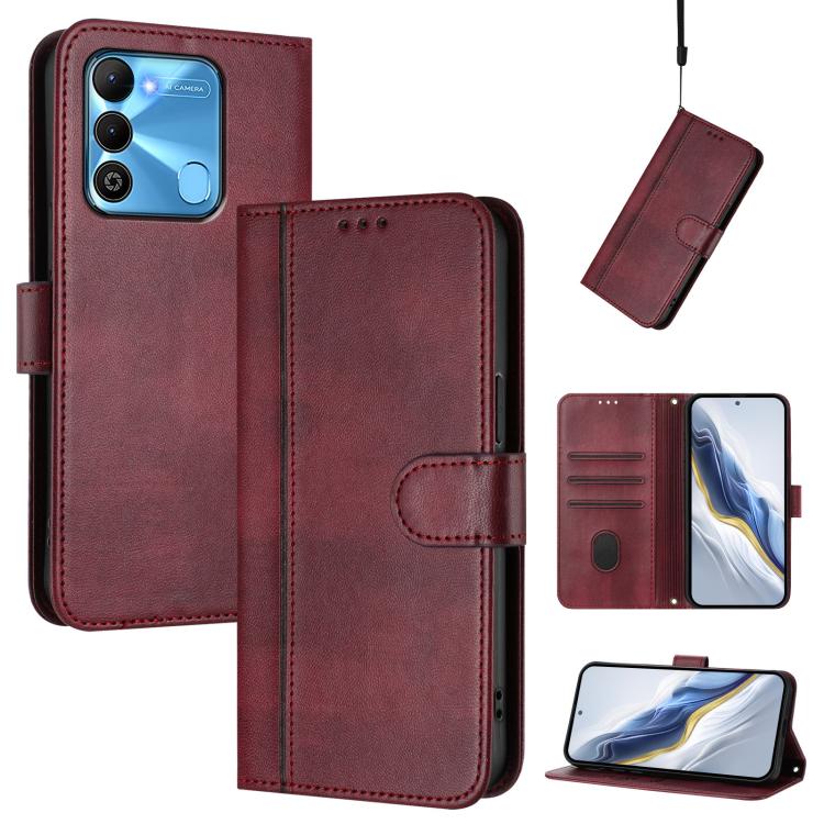 Line Splicing Buckle Retro Leather Phone Case, For Tecno Spark 10 Pro 4G, For Tecno Camon 19 / 19 Pro 5G, For Tecno Pova 4 Pro, For Tecno Pova 4, For Tecno Pova Neo 2, For Tecno Spark Go 2022 / 8C / 9, For Tecno Spark 9 Pro / 9T, For Tecno Pova 3      ...