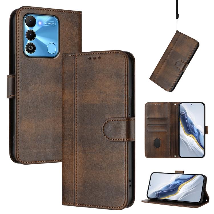 Line Splicing Buckle Retro Leather Phone Case, For Tecno Spark 10 Pro 4G, For Tecno Camon 19 / 19 Pro 5G, For Tecno Pova 4 Pro, For Tecno Pova 4, For Tecno Pova Neo 2, For Tecno Spark Go 2022 / 8C / 9, For Tecno Spark 9 Pro / 9T, For Tecno Pova 3      ...