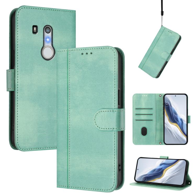 Line Splicing Buckle Retro Leather Phone Case, For Fujitsu Arrows We3, For Fujitsu FCNT Rakuraku F-53E, For Fujitsu Arrows We2 F-52E, For Fujitsu Arrows We2 Plus F-51E, For Fujitsu Arrow Be4 Plus F-41B, For Fujitsu Arrows F-01L F-42A                   ...