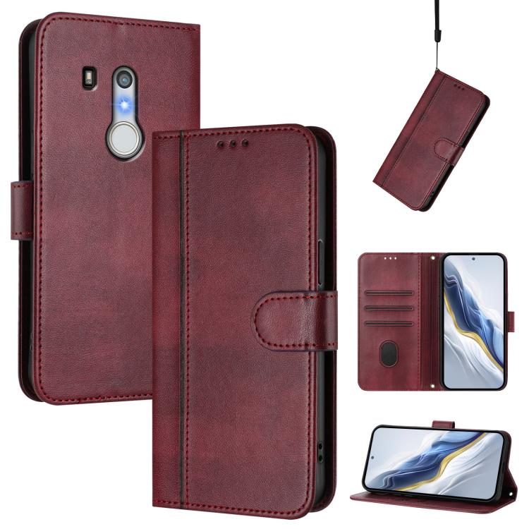 Line Splicing Buckle Retro Leather Phone Case, For Fujitsu Arrows We3, For Fujitsu FCNT Rakuraku F-53E, For Fujitsu Arrows We2 F-52E, For Fujitsu Arrows We2 Plus F-51E, For Fujitsu Arrow Be4 Plus F-41B, For Fujitsu Arrows F-01L F-42A                   ...