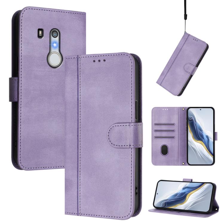 Line Splicing Buckle Retro Leather Phone Case, For Fujitsu Arrows We3, For Fujitsu FCNT Rakuraku F-53E, For Fujitsu Arrows We2 F-52E, For Fujitsu Arrows We2 Plus F-51E, For Fujitsu Arrow Be4 Plus F-41B, For Fujitsu Arrows F-01L F-42A                   ...