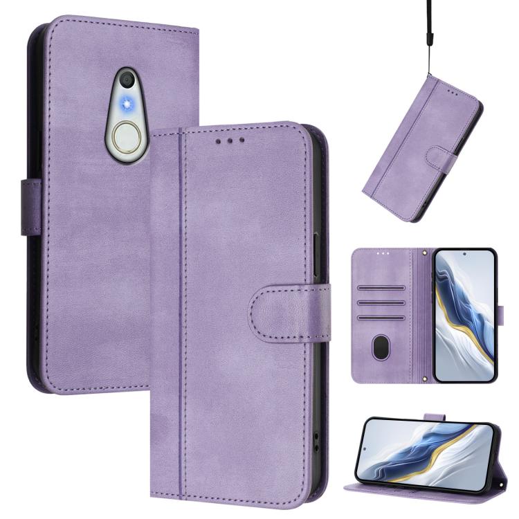 Line Splicing Buckle Retro Leather Phone Case, For Fujitsu Arrows We3, For Fujitsu FCNT Rakuraku F-53E, For Fujitsu Arrows We2 F-52E, For Fujitsu Arrows We2 Plus F-51E, For Fujitsu Arrow Be4 Plus F-41B, For Fujitsu Arrows F-01L F-42A                   ...