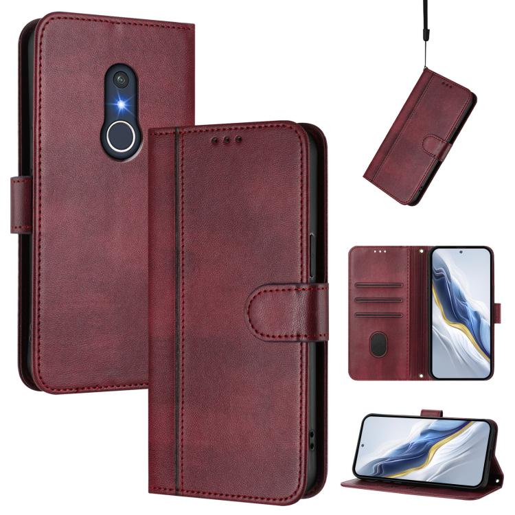 Line Splicing Buckle Retro Leather Phone Case, For Fujitsu Arrows We3, For Fujitsu FCNT Rakuraku F-53E, For Fujitsu Arrows We2 F-52E, For Fujitsu Arrows We2 Plus F-51E, For Fujitsu Arrow Be4 Plus F-41B, For Fujitsu Arrows F-01L F-42A                   ...