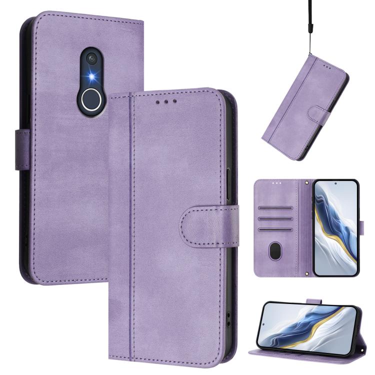 Line Splicing Buckle Retro Leather Phone Case, For Fujitsu Arrows We3, For Fujitsu FCNT Rakuraku F-53E, For Fujitsu Arrows We2 F-52E, For Fujitsu Arrows We2 Plus F-51E, For Fujitsu Arrow Be4 Plus F-41B, For Fujitsu Arrows F-01L F-42A                   ...