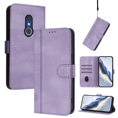 Line Splicing Buckle Retro Leather Phone Case, For Fujitsu Arrows We3, For Fujitsu FCNT Rakuraku F-53E, For Fujitsu Arrows We2 F-52E, For Fujitsu Arrows We2 Plus F-51E, For Fujitsu Arrow Be4 Plus F-41B, For Fujitsu Arrows F-01L F-42A                   ...