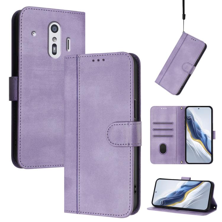 Line Splicing Buckle Retro Leather Phone Case, For Fujitsu Arrows We3, For Fujitsu FCNT Rakuraku F-53E, For Fujitsu Arrows We2 F-52E, For Fujitsu Arrows We2 Plus F-51E, For Fujitsu Arrow Be4 Plus F-41B, For Fujitsu Arrows F-01L F-42A                   ...