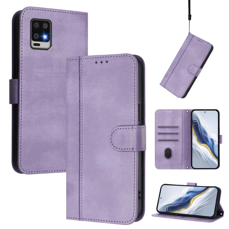 Line Splicing Buckle Retro Leather Phone Case, For Sharp Aquos R7, For Sharp Aquos Air / Aquos Zero6, For Sharp Aquos R6 SH-51B, For Sharp Simple Sumaho 5 / A001SH