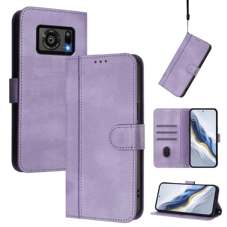 Line Splicing Buckle Retro Leather Phone Case, For Sharp Aquos R7, For Sharp Aquos Air / Aquos Zero6, For Sharp Aquos R6 SH-51B, For Sharp Simple Sumaho 5 / A001SH
