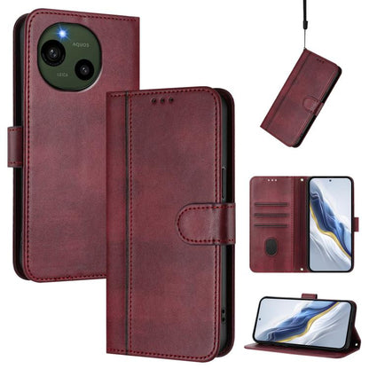 Line Splicing Buckle Retro Leather Phone Case, For Sharp Aquos wish6, For Sharp Aquos R11, For Sharp Aquos Sense10, For Sharp Basio Active3, For Sharp Aquos Sense9 Plus, For Sharp Aquos Sense9, For Sharp Aquos R9 Pro, For Sharp Aquos wish4             ...
